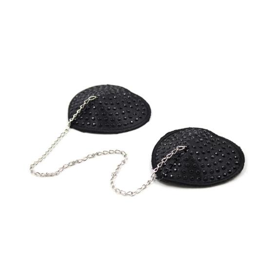 מדבקות סקסיות לפטמות בצורת לב עם שרשרת 