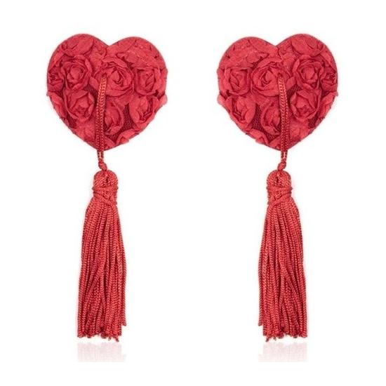 מדבקות סקסיות מסטן לפטמות מכוסות בהרבה ורדים אדומות מסטן- זר ורדים אדום