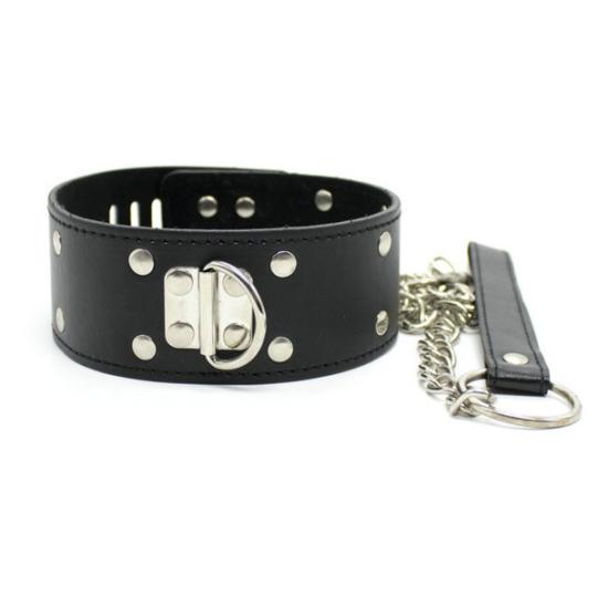 קולר שחור עם רצועה "DRUGI"