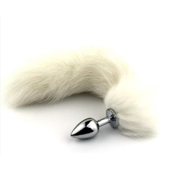 פלאג אנאלי מדהים בעל זנב פרוותי לבן