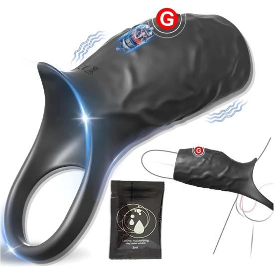 טבעת פין רוטטת נטענת מסיליקון רפואי משפרת עם גירוי אשכים – מגדילה את הפין, מעכבת שפיכה, מגרה נקודת G