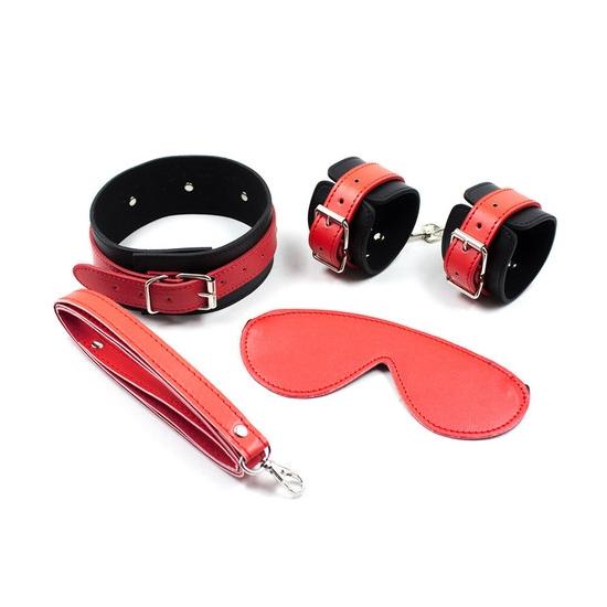 סט מעור למשחקי שליטה המכיל קולר כיסוי עיניים ואזיקים "Pricus"