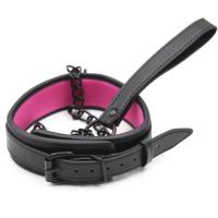 קולר איכותי מעור רך עם רצועת שרשרת  4.5 סמ רוחב 48 סמ אורך, 60 סמ אורך שרשרת