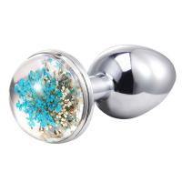 פלאג אנאלי יפייפה  עם זכוכית בקצה מפלדת אל חלד 2.6 ס"מ רוחב "Silvio"