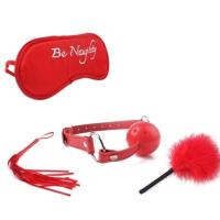 סט קשירות למתחילים הכולל כיסוי עיניים, גאג, שוט ונוצת דידוגים Seren