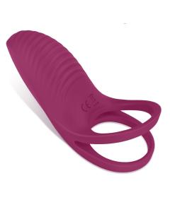 טבעת רטט מעולה מסיליקון רפואי בעלת 9 מהירויות שונות נטענת בהטענה מגנטית עם רצועות כפולות לחיזוק הזקפה Iram