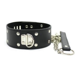 קולר שחור עם רצועה "DRUGI"